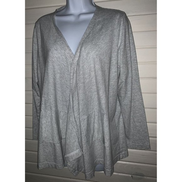 J Jill Pure Jill Sz PETITES MEDIUM MP Cascading Cardigan Pima Cotton Open EUC - Picture 1 of 10